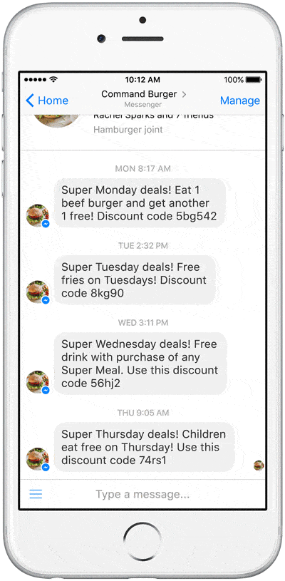 Verboden aanbiedingen in Facebook Messenger Bot